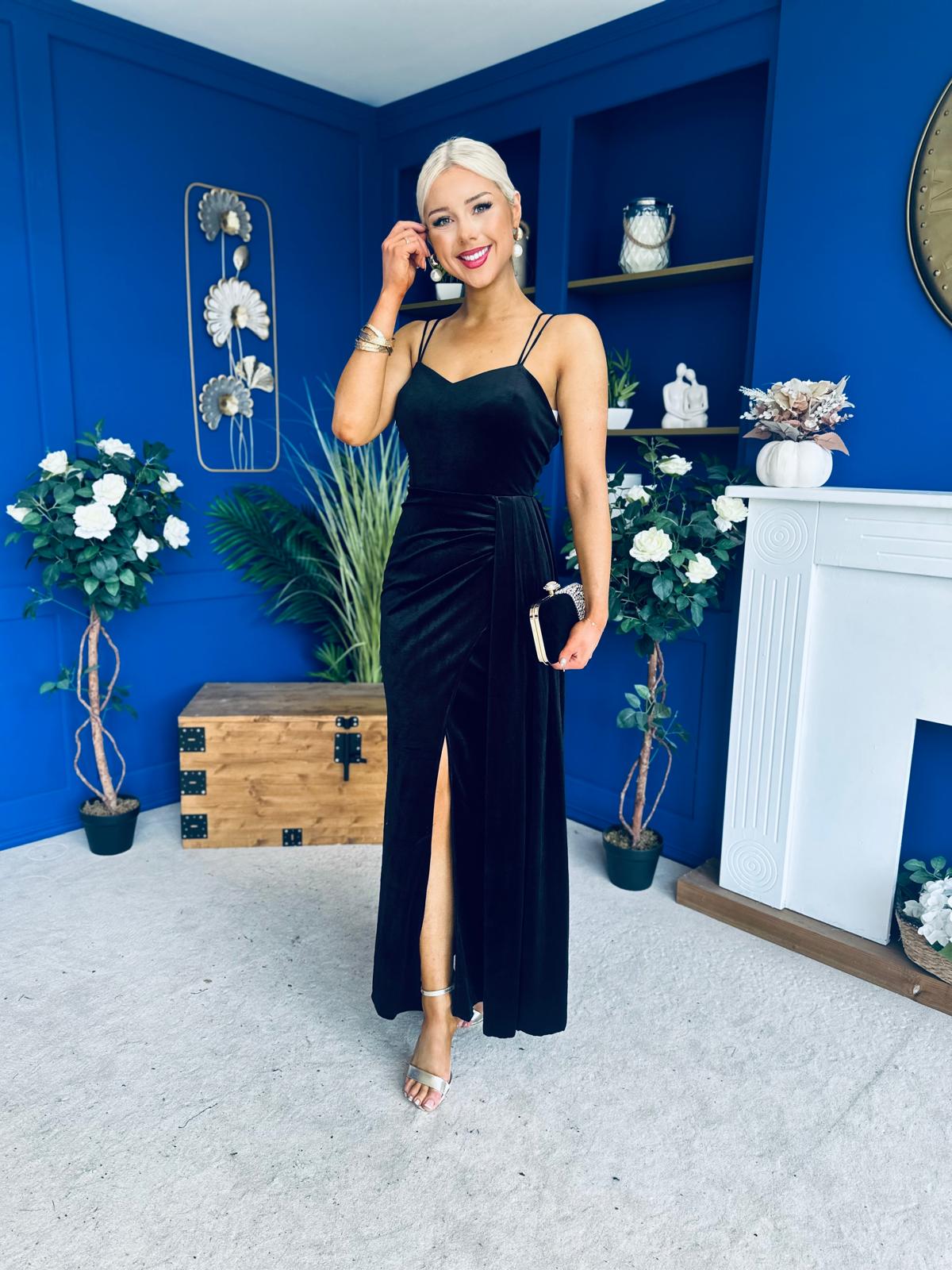 Piper Drap Detail Midi Dress Black