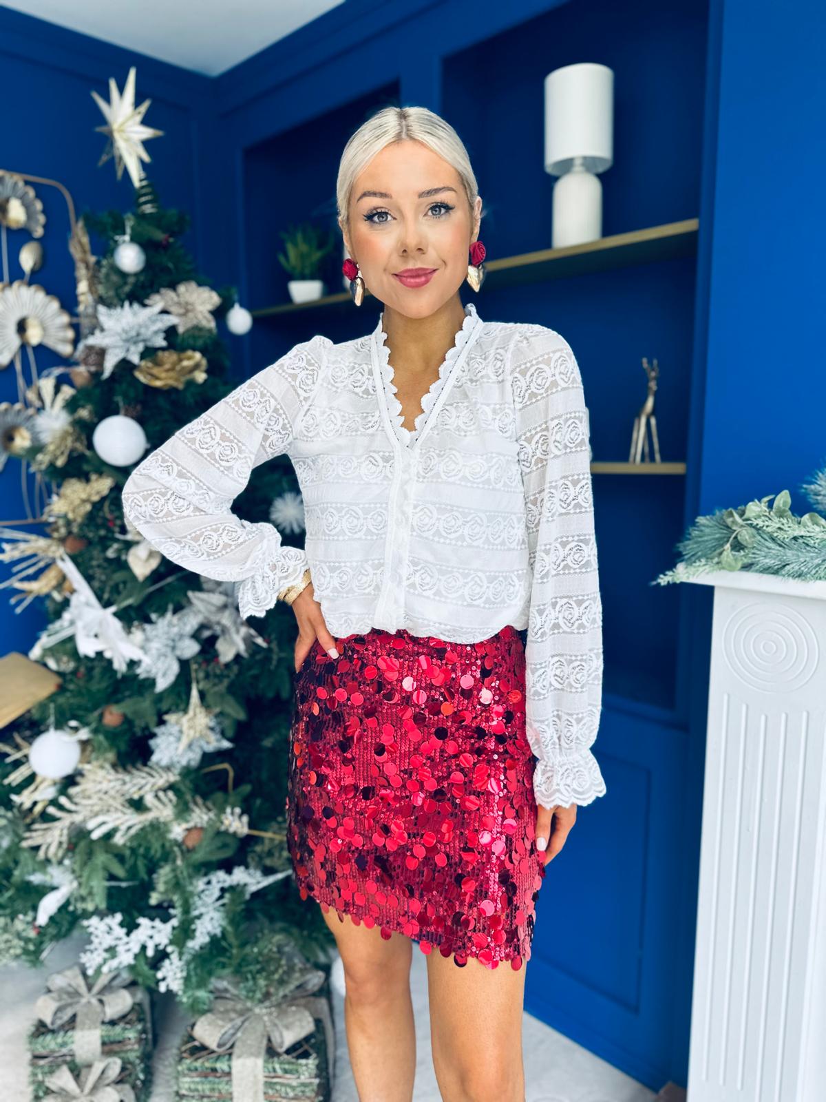 Eliza Lace Detailed Blouse White