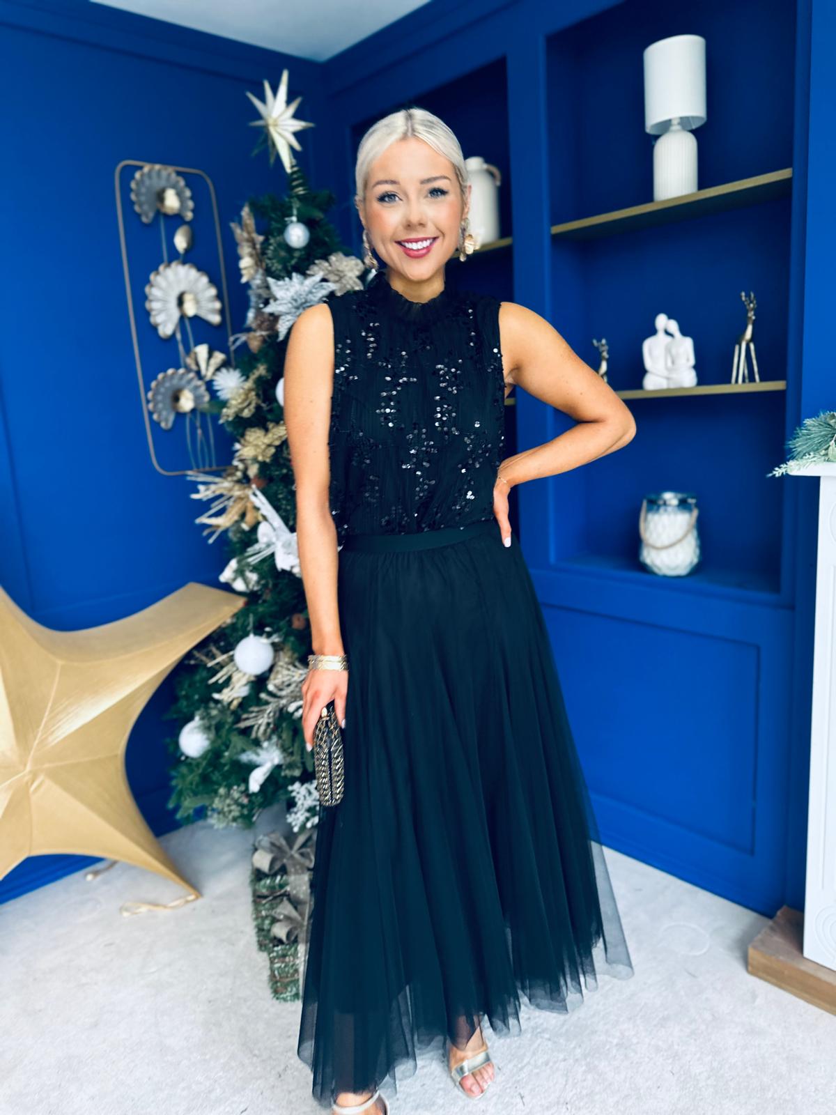 Maria Detailed Tulle Skirt Black