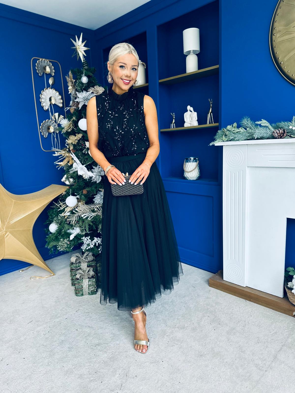 Maria Detailed Tulle Skirt Black