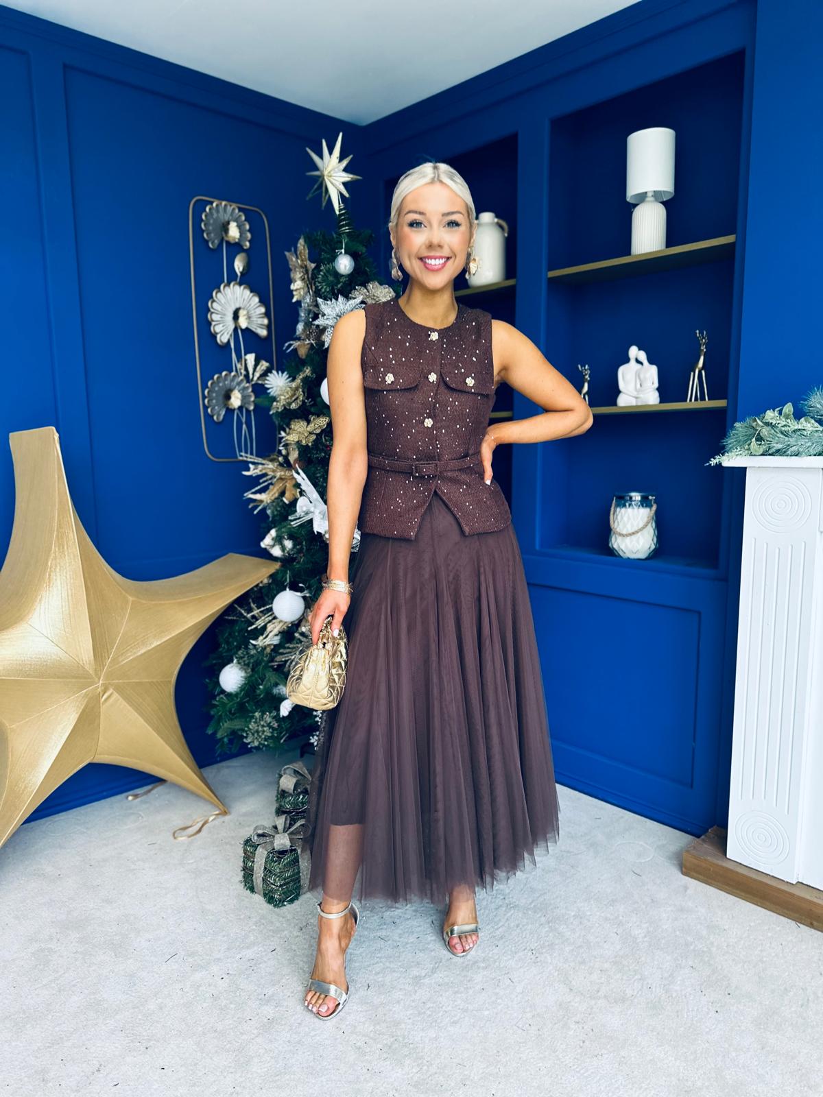 Martha Detailed Waistcoat Chocolate