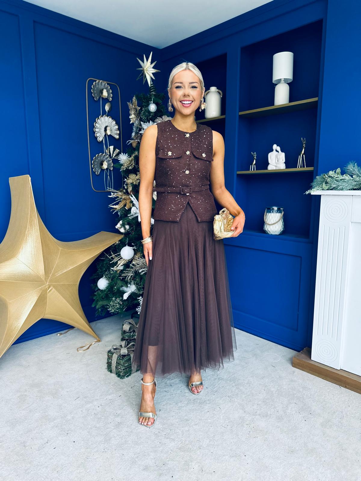 Martha Detailed Waistcoat Chocolate