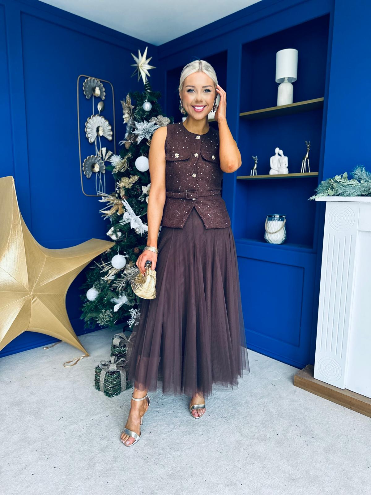 Martha Detailed Waistcoat Chocolate