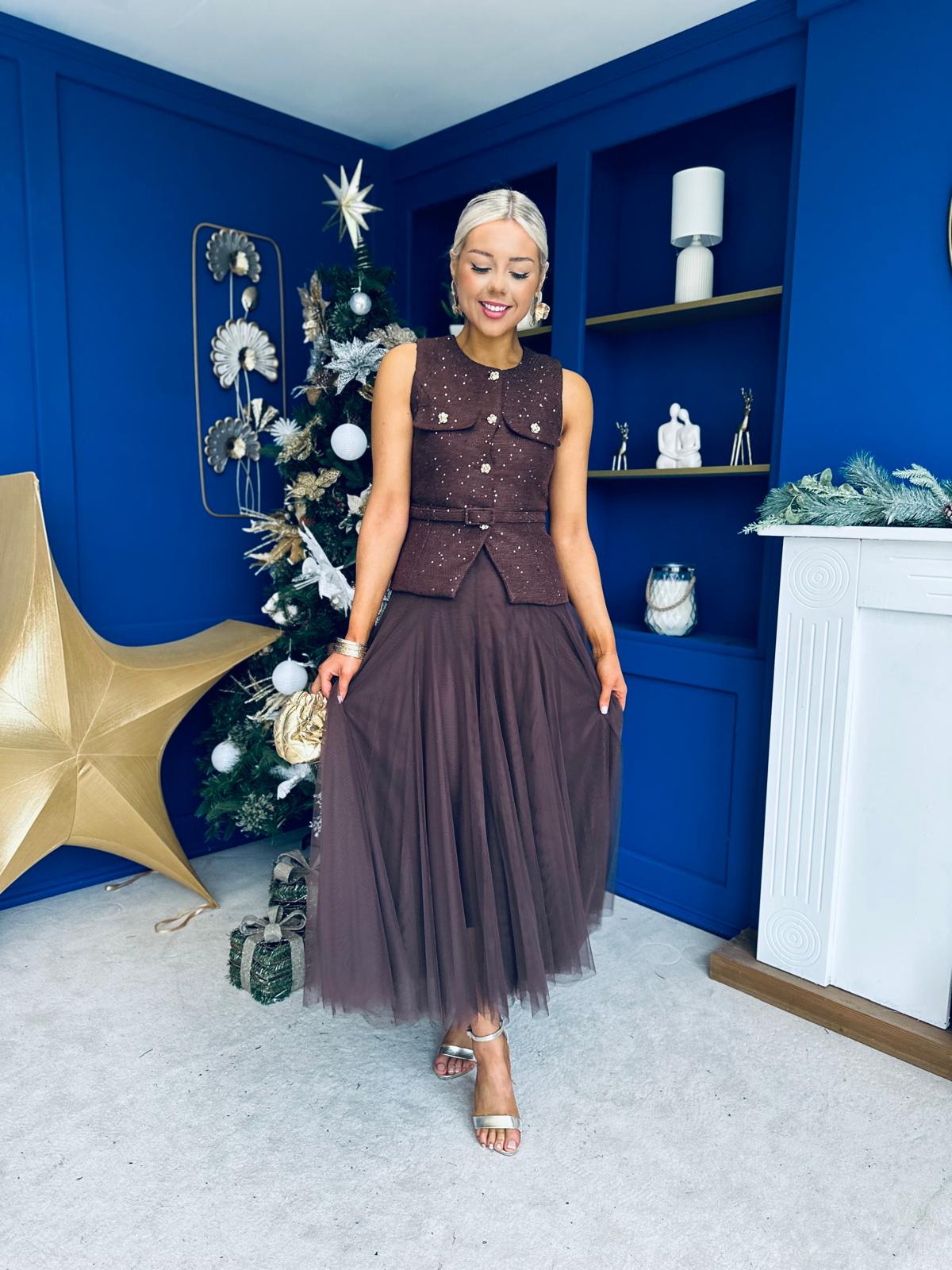 Martha Detailed Waistcoat Chocolate