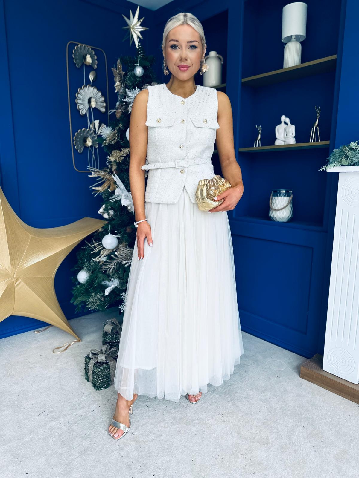 Martha Detailed Waistcoat Cream