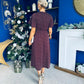 Britney Angel Sleeve Midi Dress Polka Coffee