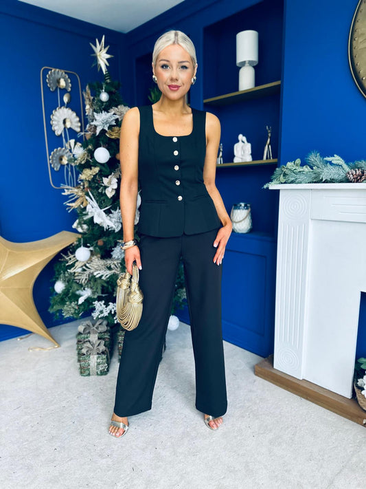 Jamie Waistcoat And Jo Trouser Black