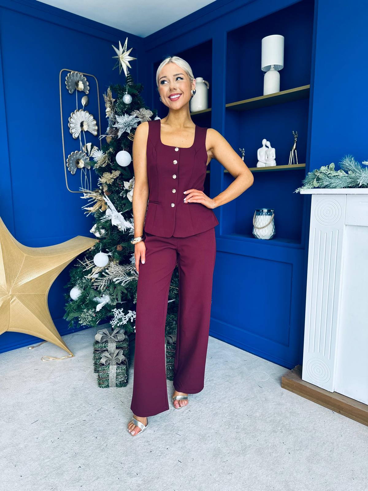 Jamie Waistcoat And Jo Trouser Wine