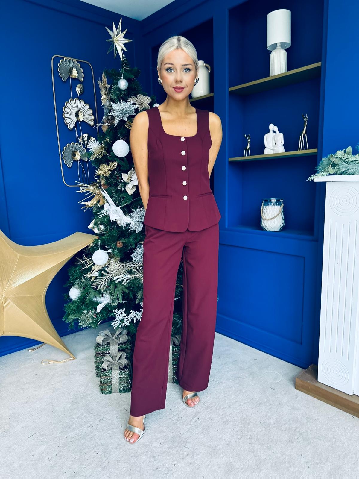 Jamie Waistcoat And Jo Trouser Wine