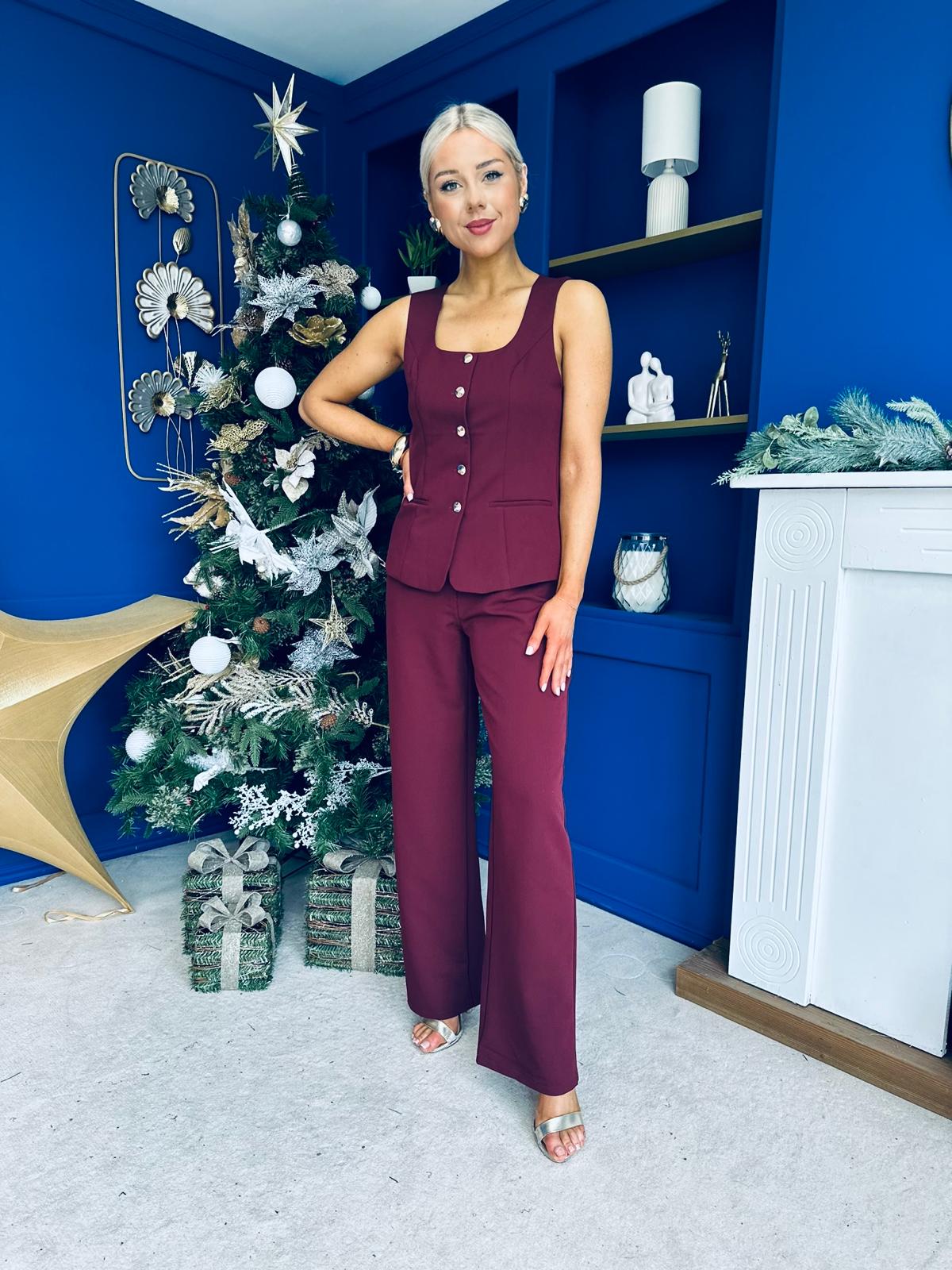 Jamie Waistcoat And Jo Trouser Wine