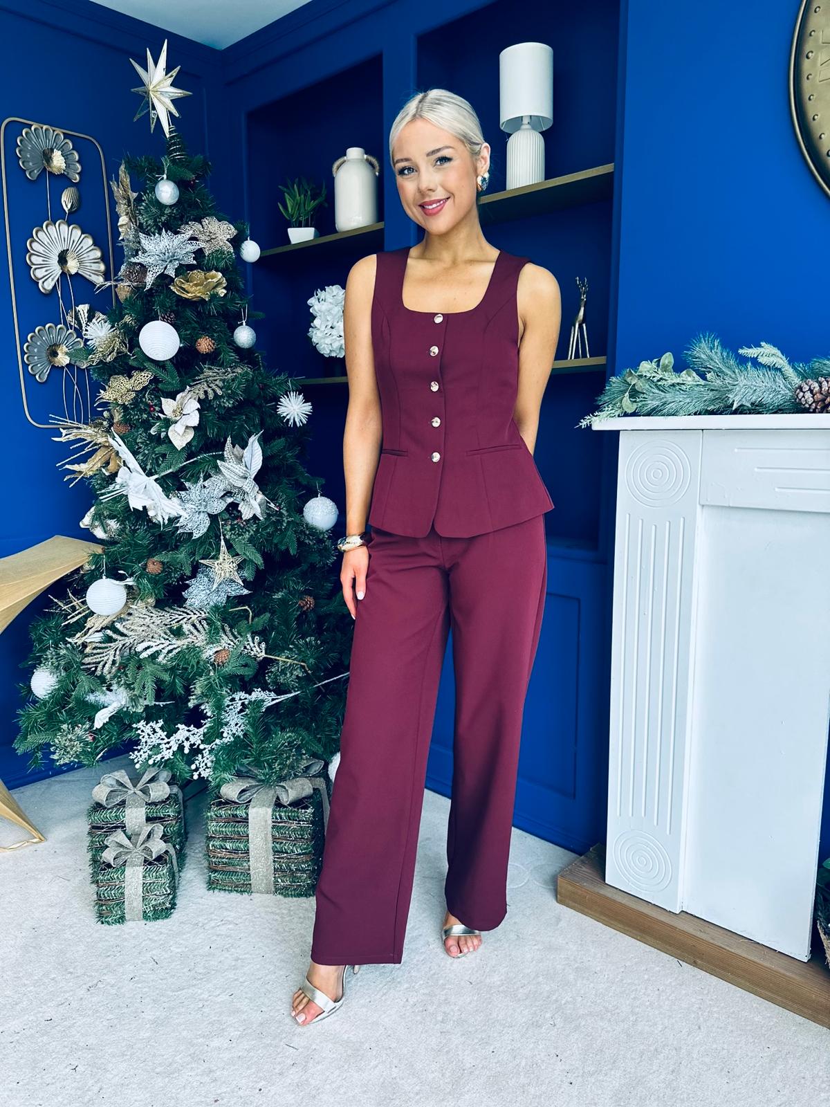 Jamie Waistcoat And Jo Trouser Wine