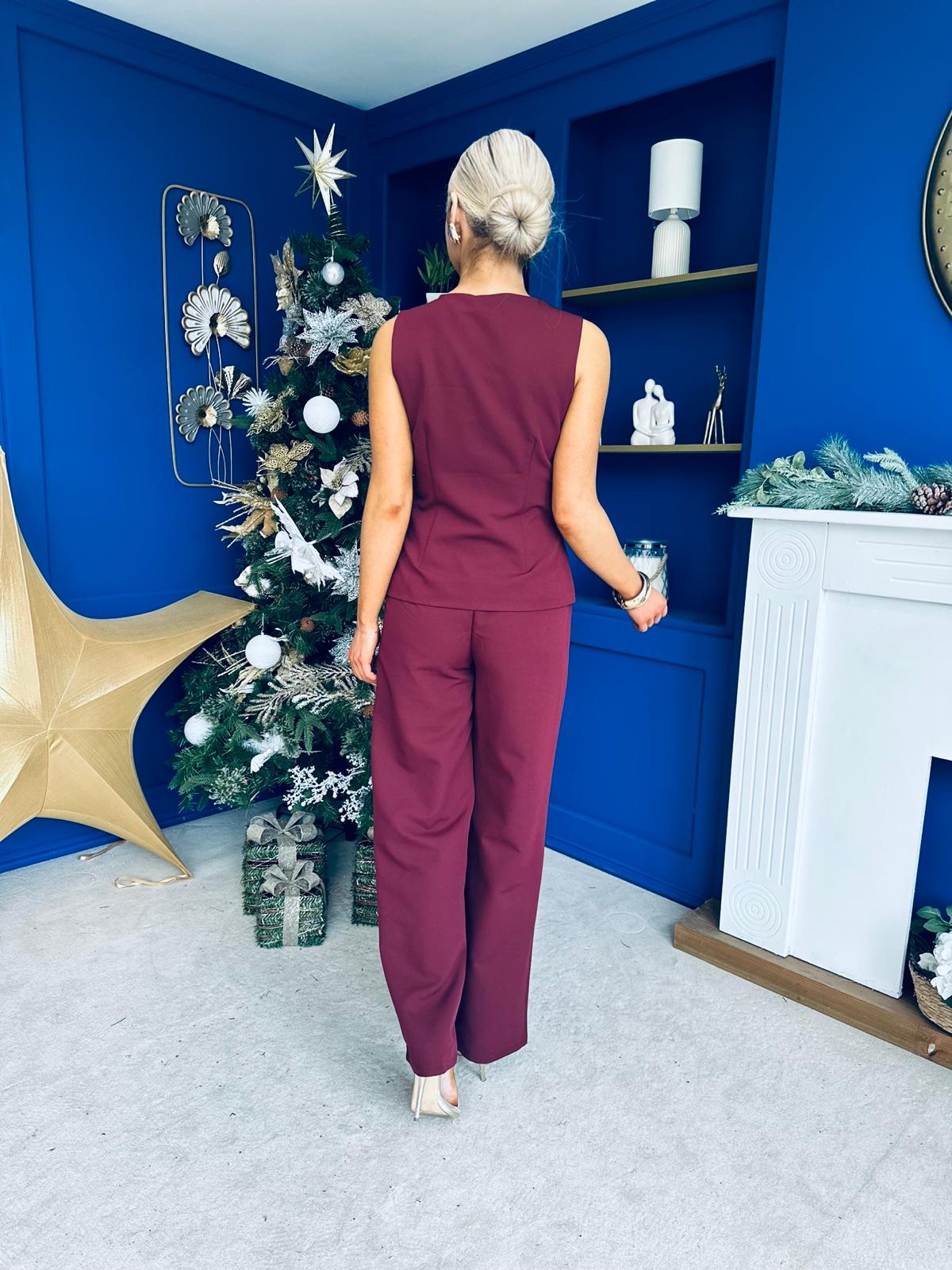 Jamie Waistcoat And Jo Trouser Wine