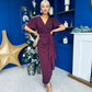 Drew Puff Sleeve Midi Dress Burgundy