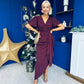 Drew Puff Sleeve Midi Dress Burgundy
