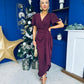 Drew Puff Sleeve Midi Dress Burgundy