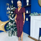 Drew Puff Sleeve Midi Dress Burgundy
