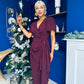 Drew Puff Sleeve Midi Dress Burgundy