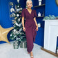 Drew Puff Sleeve Midi Dress Burgundy