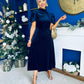 Stacey Velvet Occasion Midi Dress Navy