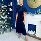 Stacey Velvet Occasion Midi Dress Navy