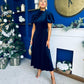 Stacey Velvet Occasion Midi Dress Navy