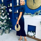 Stacey Velvet Occasion Midi Dress Navy