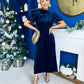 Stacey Velvet Occasion Midi Dress Navy