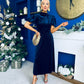 Stacey Velvet Occasion Midi Dress Navy