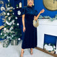 Stacey Velvet Occasion Midi Dress Navy