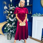 Stacey Velvet Occasion Midi Dress Wine