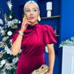 Stacey Velvet Occasion Midi Dress Wine