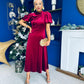 Stacey Velvet Occasion Midi Dress Wine