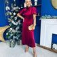 Stacey Velvet Occasion Midi Dress Wine