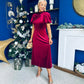 Stacey Velvet Occasion Midi Dress Wine