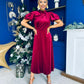 Stacey Velvet Occasion Midi Dress Wine