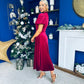 Stacey Velvet Occasion Midi Dress Wine