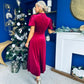Stacey Velvet Occasion Midi Dress Wine