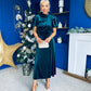 Stacey Velvet Occasion Midi Dress Forest