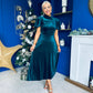 Stacey Velvet Occasion Midi Dress Forest