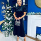 Stacey Velvet Occasion Midi Dress Black