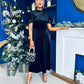 Stacey Velvet Occasion Midi Dress Black
