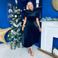 Stacey Velvet Occasion Midi Dress Black