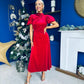 Stacey Velvet Occasion Midi Dress Red
