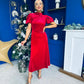 Stacey Velvet Occasion Midi Dress Red