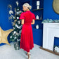 Stacey Velvet Occasion Midi Dress Red