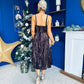 Danika Brown Foiled Velvet Midi Dress