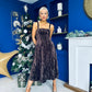 Danika Brown Foiled Velvet Midi Dress