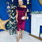 Ariana Asymmetric Midi Dress Velvet Wine
