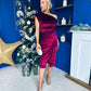 Ariana Asymmetric Midi Dress Velvet Wine