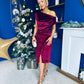 Ariana Asymmetric Midi Dress Velvet Wine